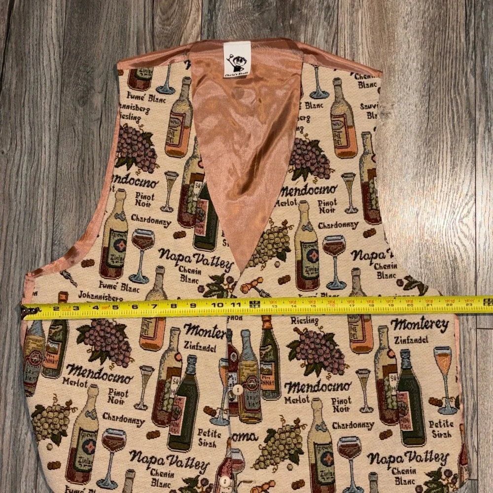 Chris's Stuff Mens Wine Tapestry Vest XL Napa Valley Mendocino Winery Waistcoat
